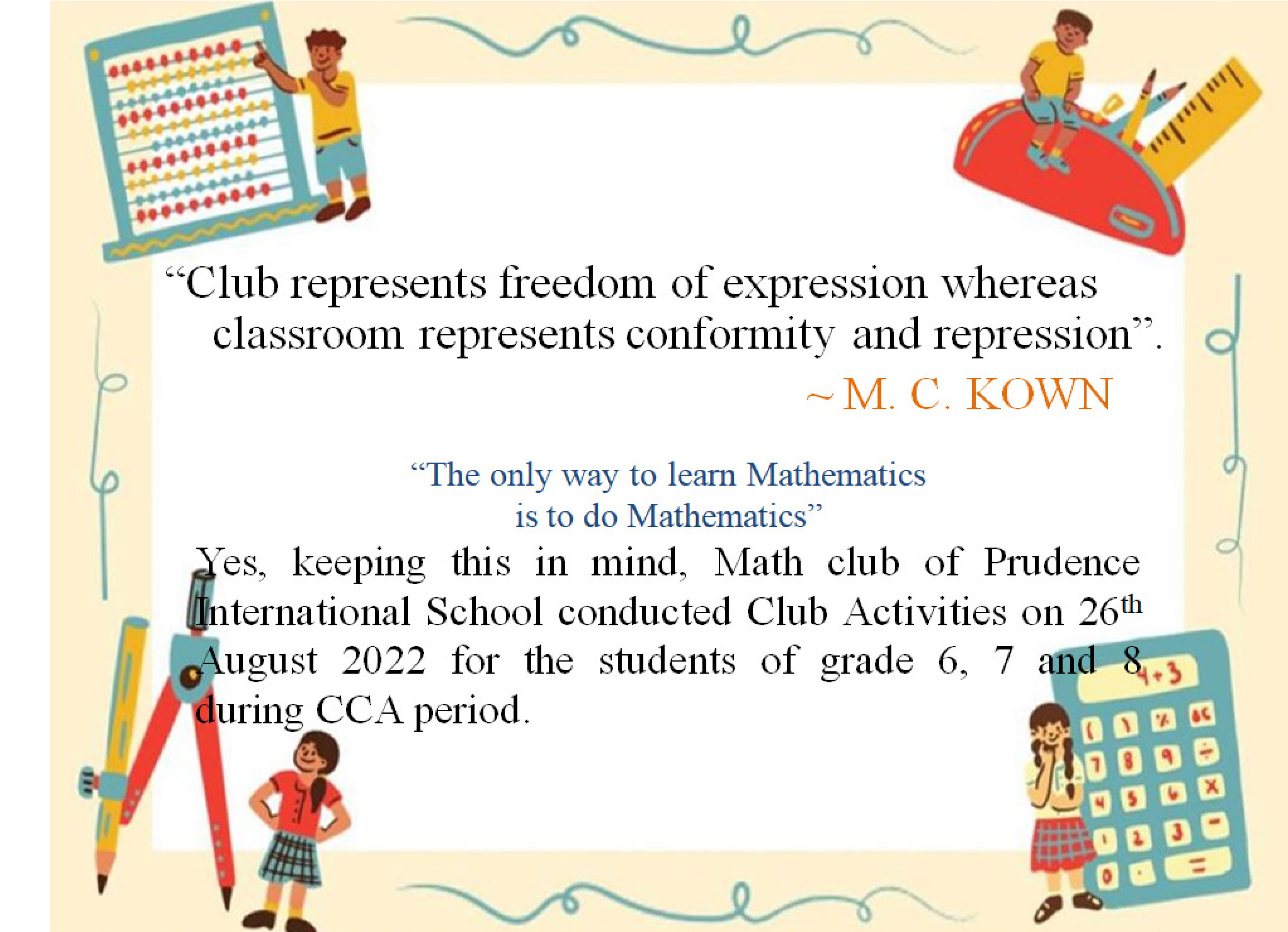 Prudence Math Club Activity